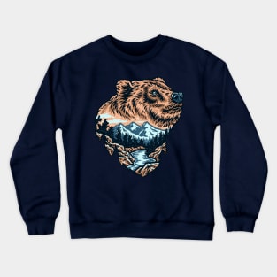 drawing bear forest Crewneck Sweatshirt